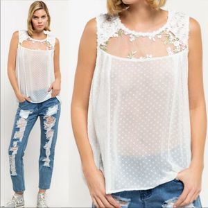 Pol Sheer Top Size Small Swiss Dot White Brand New